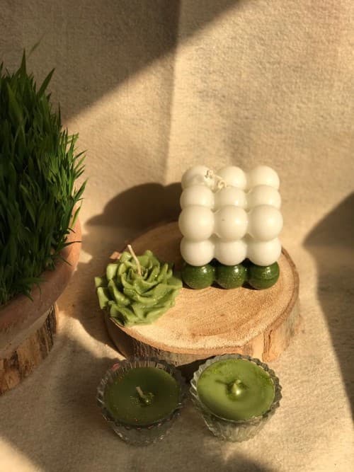 شمع پارافینی معطر روبیک(سبز-سفید)