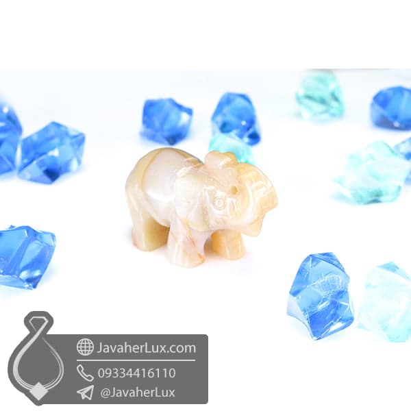 مجسمه سنگ عقیق سلیمانی تراش فیل _ کد : 400428 — تصویر ۳