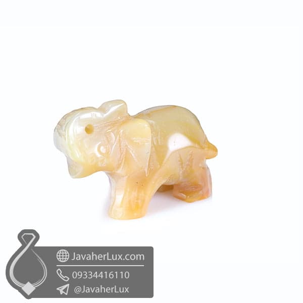 مجسمه سنگ عقیق سلیمانی تراش فیل _ کد : 400428