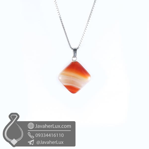 گردنبند سنگ عقیق مدل زاوش _ کد : 400424