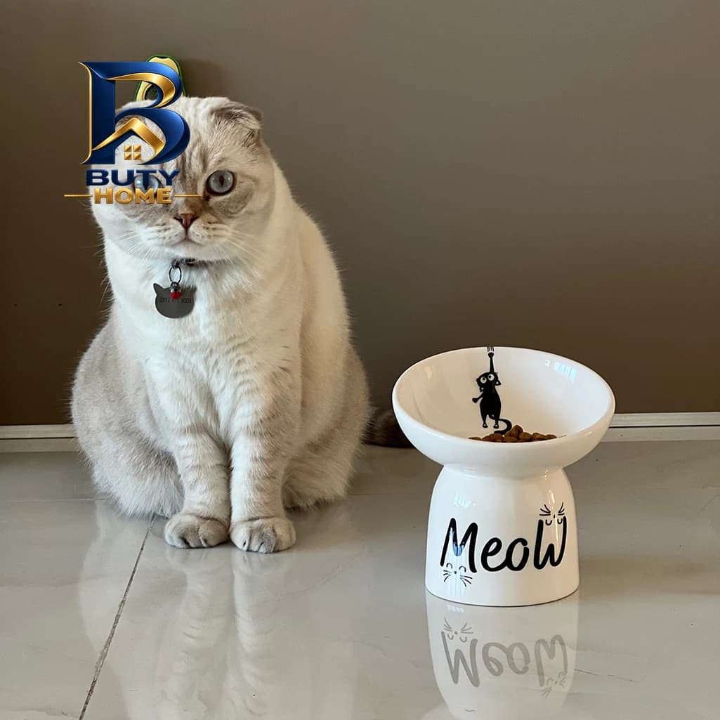 ظرف غذای گربه سرامیکی طرح دست نقاشی کد C۱۴ اصل — تصویر ۵