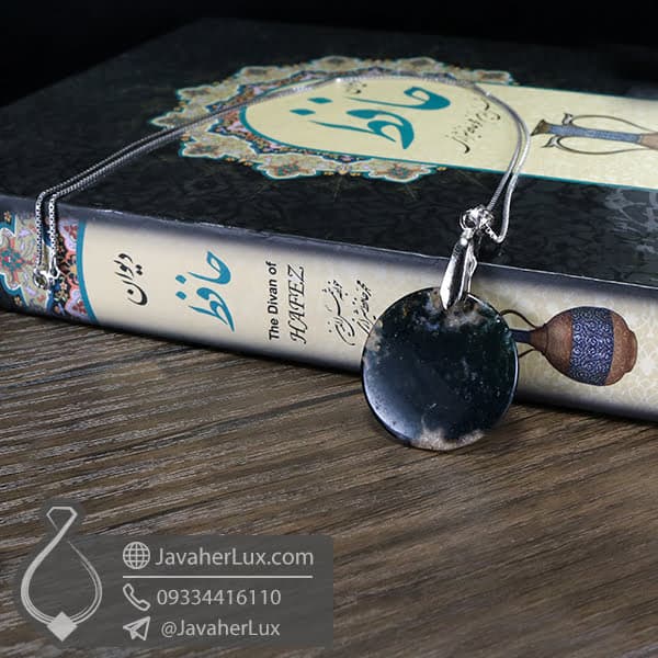 گردنبند سنگ عقیق خزه ای مدل زادشم _ کد : 400417 — تصویر ۳