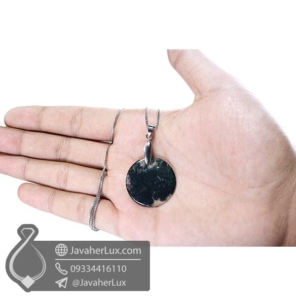 گردنبند سنگ عقیق خزه ای مدل زادشم _ کد : 400417 — تصویر ۴