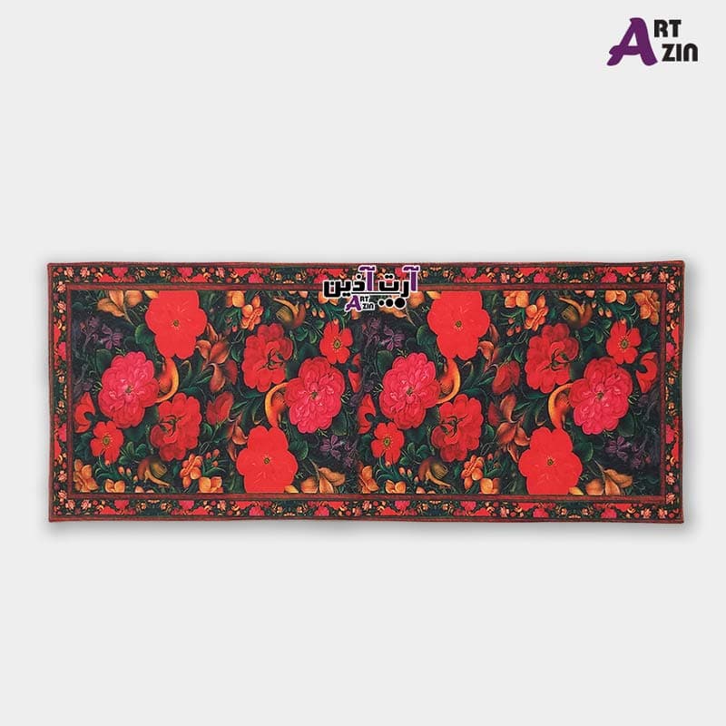رانر رومیزی سنتی مخمل جدید 100 سانتی طرح گل و مرغ کد: 6 – 604