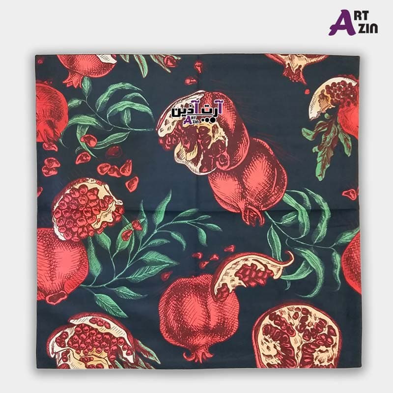رومیزی طرح انار مخمل پورش چاپی 90*90 سانتی کد: 22 – 607