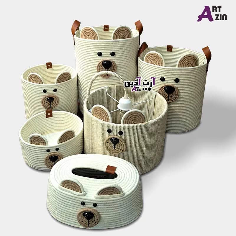 ست سیسمونی کامل اتاق نوزاد پسر قیطان دوزی 6 تکه طرح عروسکی خرس تدی – کد: 877