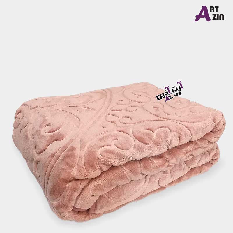 پتو دخترانه گلبافت یک نفره برتر مدل برجسته و رنگ کالباسی سایز 160×220 سانتی متر کد : 3 – 648