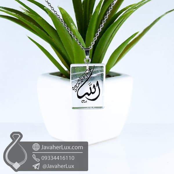 گردنبند کریستال کوارتز با حکاکی پنجتن _ کد : 400399