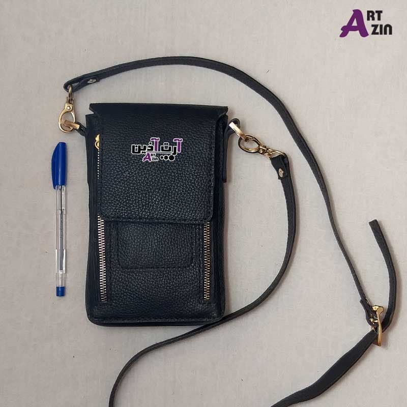 کیف پاسپورتی چرم زنانه دست دوز مشکی دوخت سفارشی مدل آلپاچین – کد : 1711 — تصویر ۳