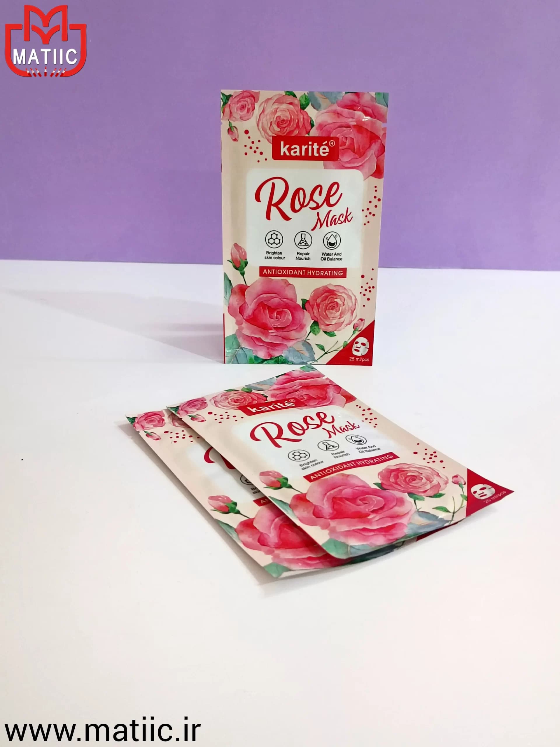 ماسک ورقه ای صورت گل رز کاریته حجم 25 میل