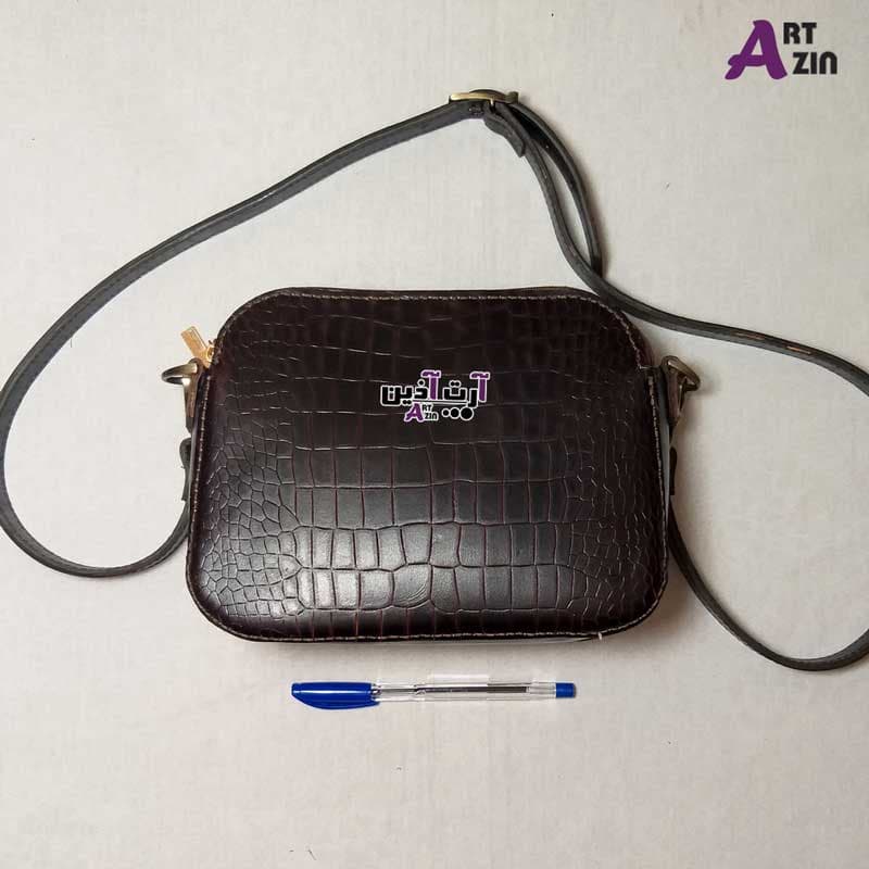 کیف چرم دست دوز زنانه قهوه ای مدل دو زیپ – کد : 2 – 1703 — تصویر ۲