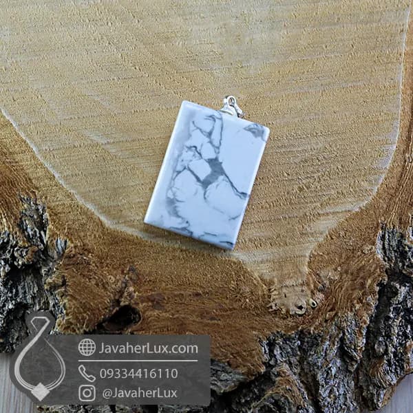 گردنبند سنگ هولیت تراش مستطیل _ کد : 400392 — تصویر ۲