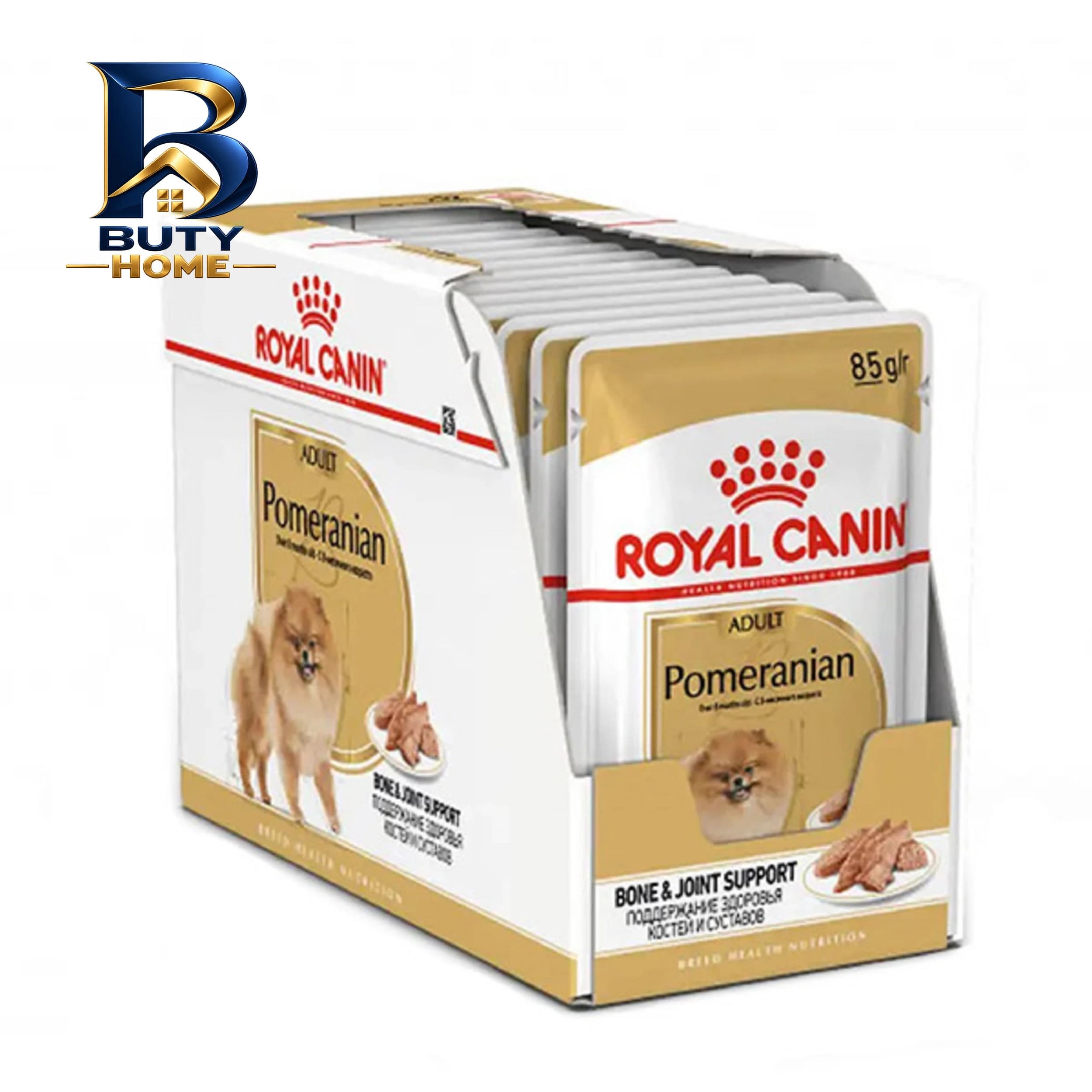 غذای پوچ رویال کنین مدل پامرانین ادلت POMERANIAN ۸۵ گرم بسته ۱۲ عددی