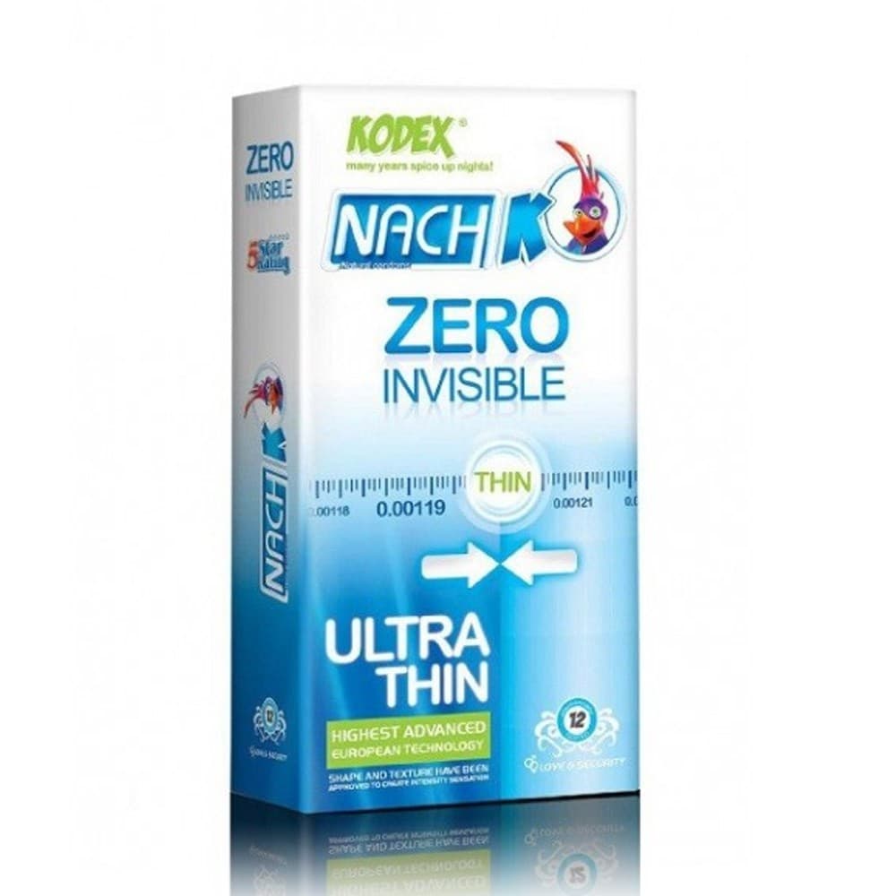 کاندوم نازك کدکس مدل Zero Invisible بسته 12 عددی