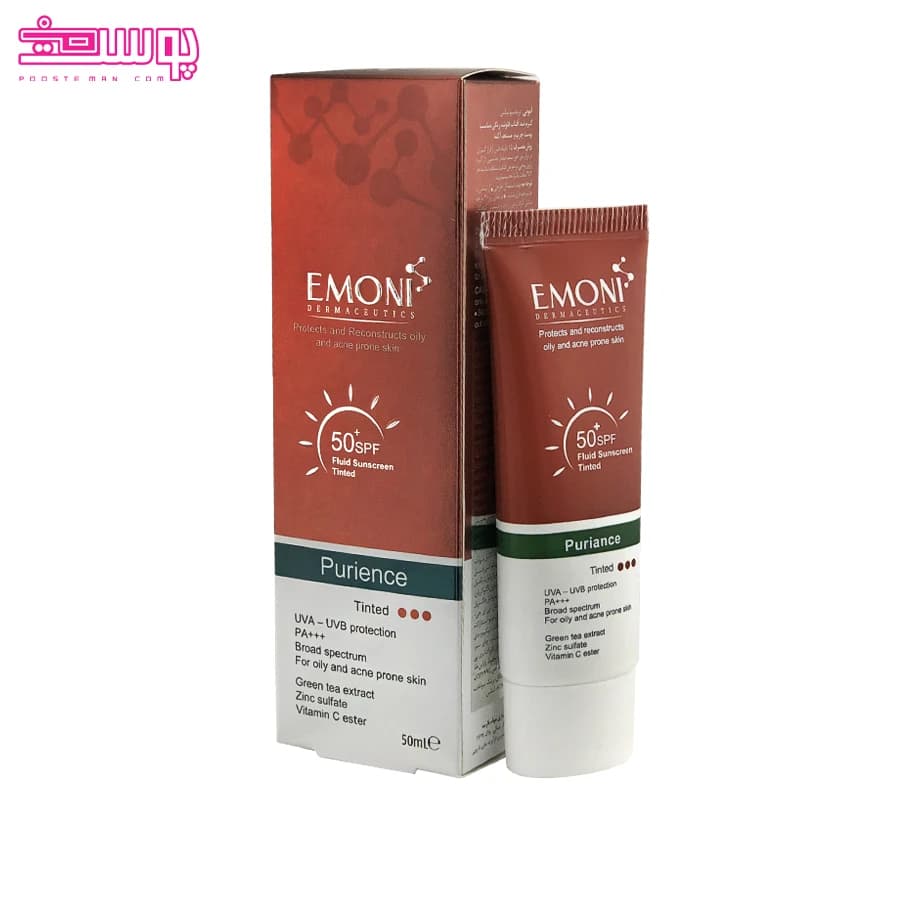 کرم ضد آفتاب امونی رنگی پوست مختلط و چرب پورینس 50ml SPF50 — تصویر ۲