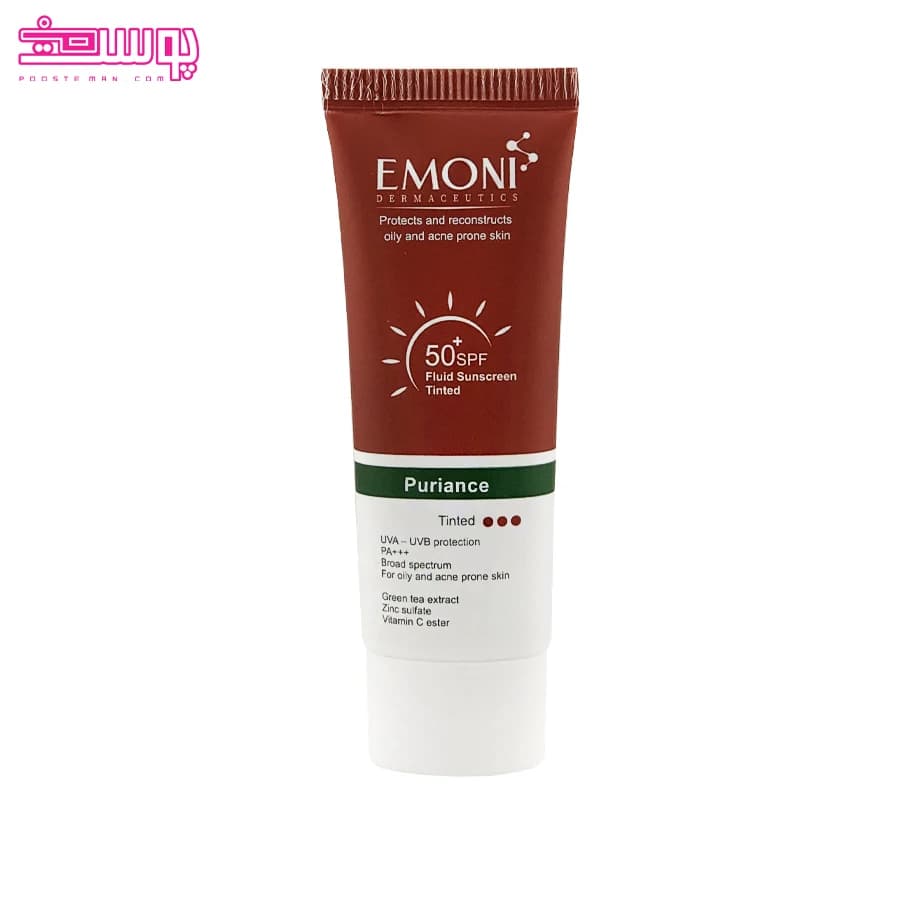 کرم ضد آفتاب امونی رنگی پوست مختلط و چرب پورینس 50ml SPF50