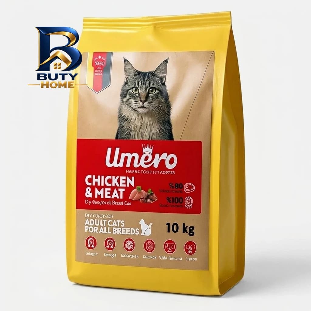 غذا خشک گربه بالغ اومرو مدل سوپر پریمیوم با طعم مرغ و گوشت ۱۰ کیلوگرم
