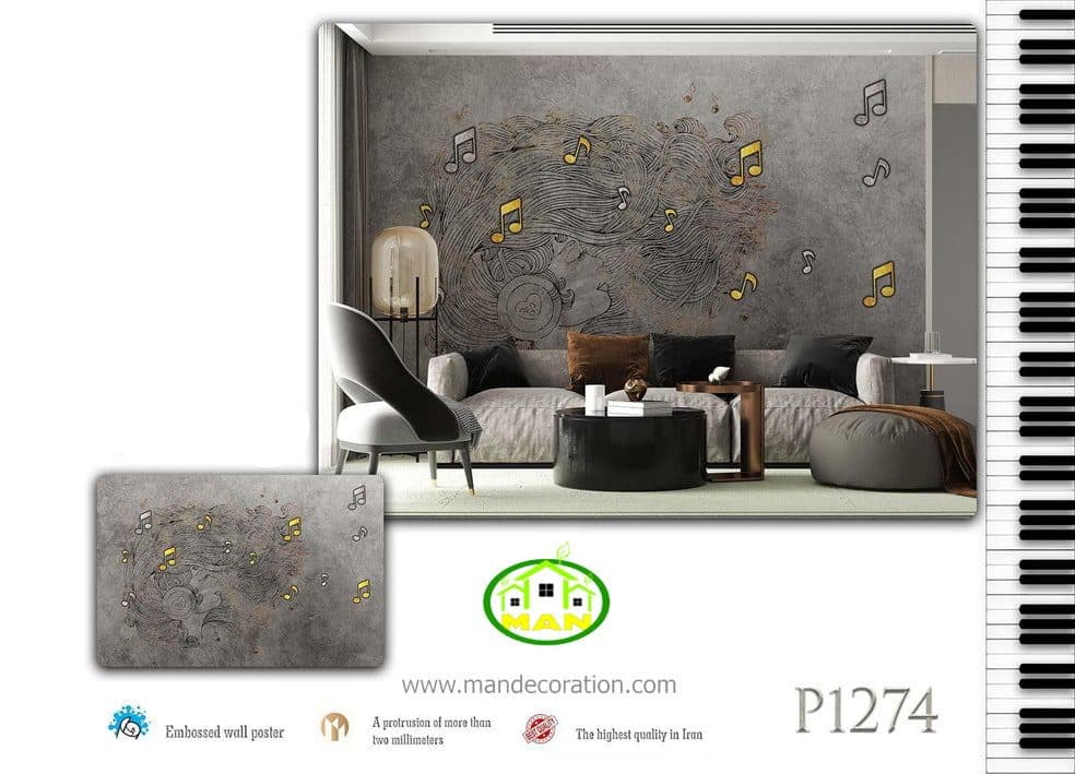 پوستردیواری دستساز پیانو پتینه موزیک کد:P1274 — تصویر ۲