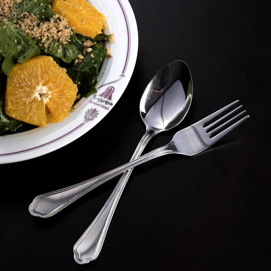 سرویس قاشق چنگال 116 پارچه ونیز استیل براق جعبه کادویی ناب استیل — تصویر ۴