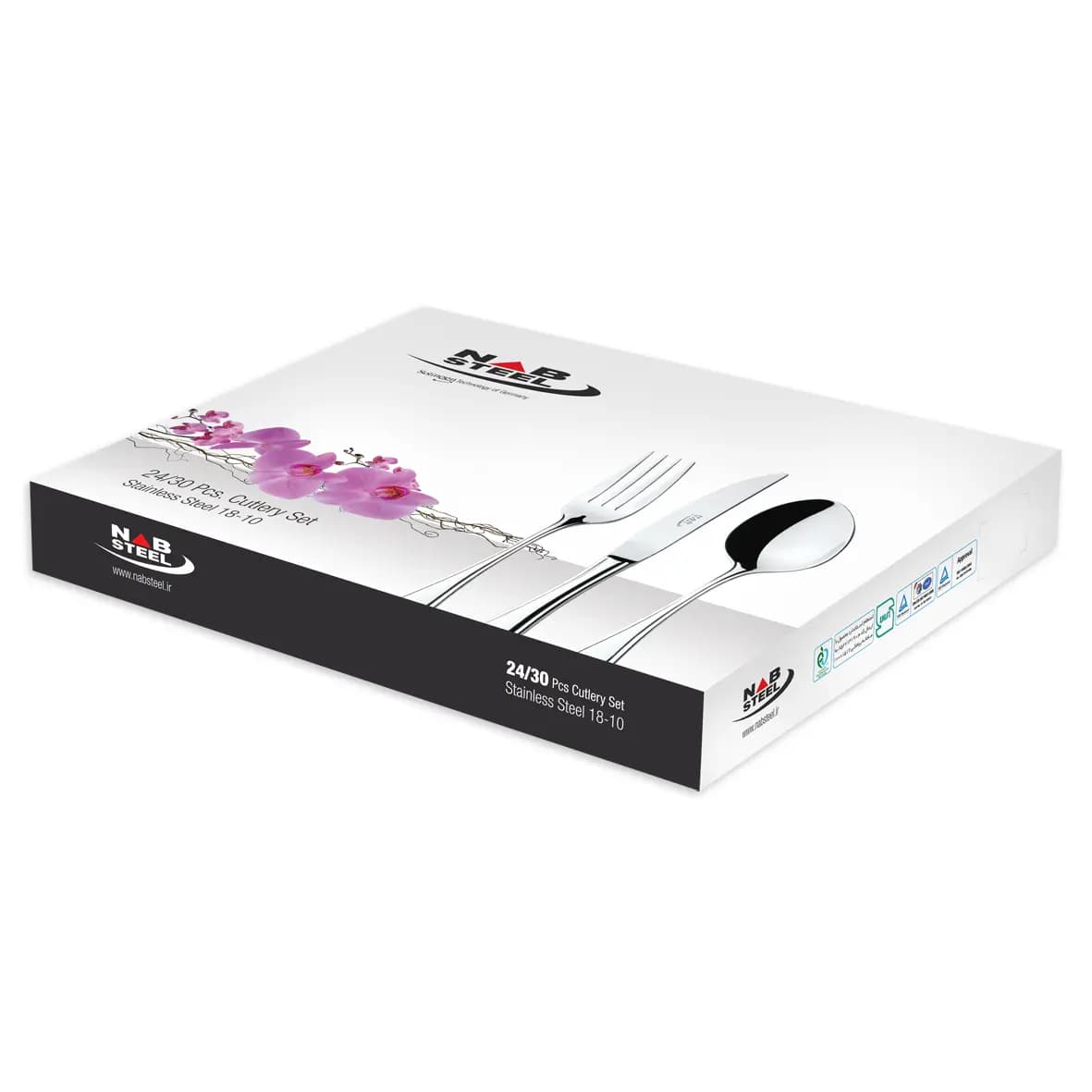 سرویس قاشق چنگال 100 پارچه رجینا مات ساتین ناب استیل — تصویر ۳