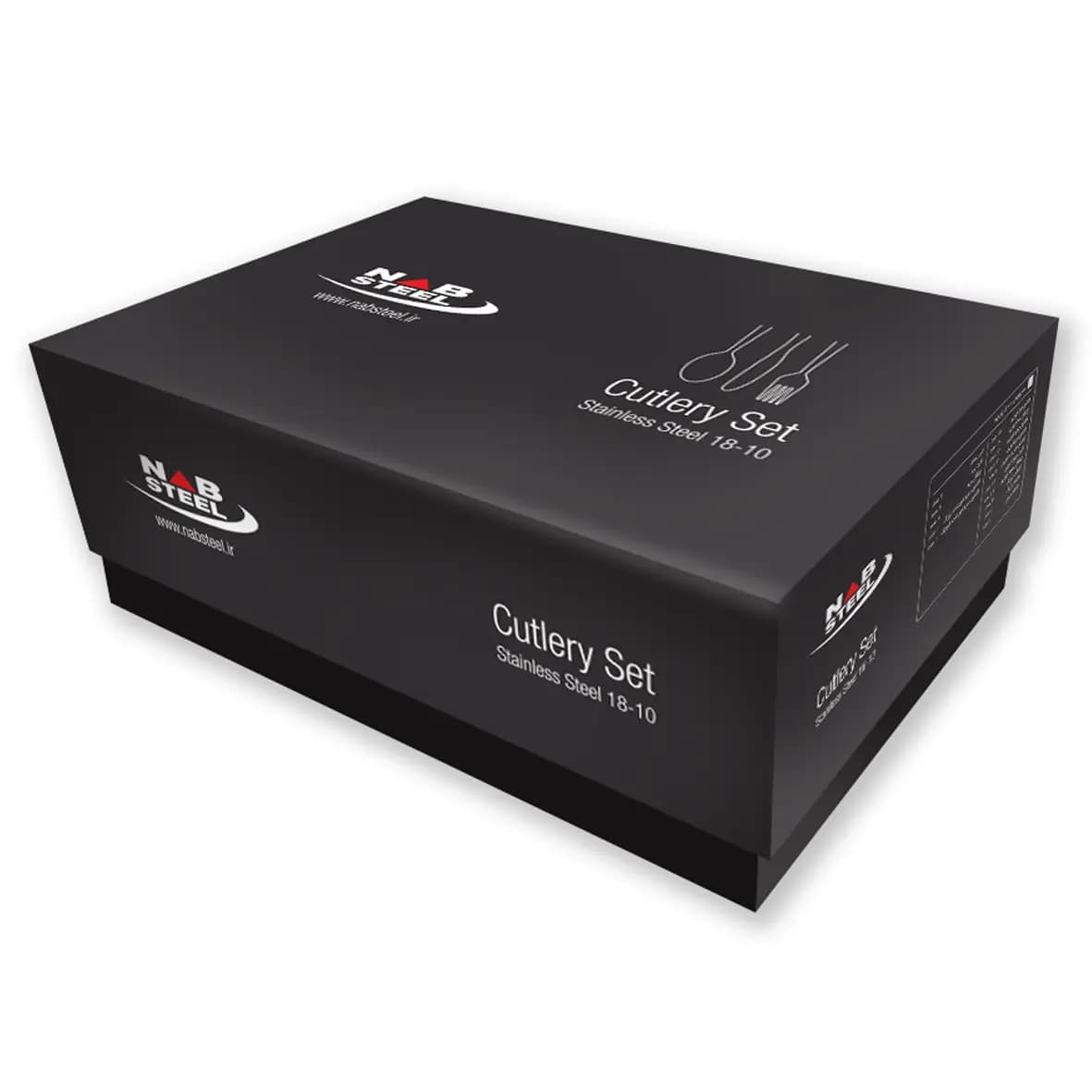 سرویس قاشق چنگال 100 پارچه رجینا استیل براق جعبه کادویی ناب استیل — تصویر ۳
