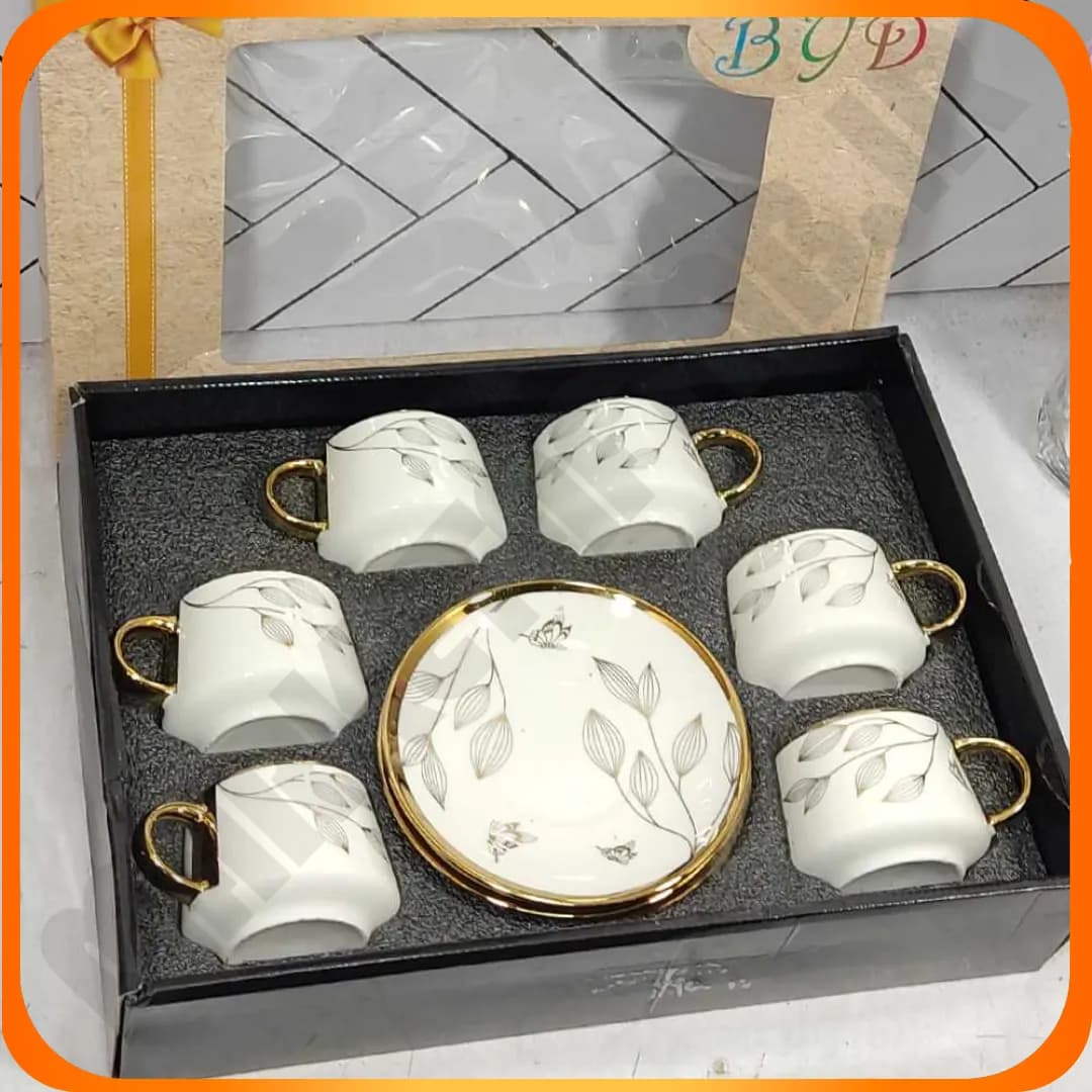 ست فنجان نعلبکی طرح گل و پروانه چینی 19-827 بلینا