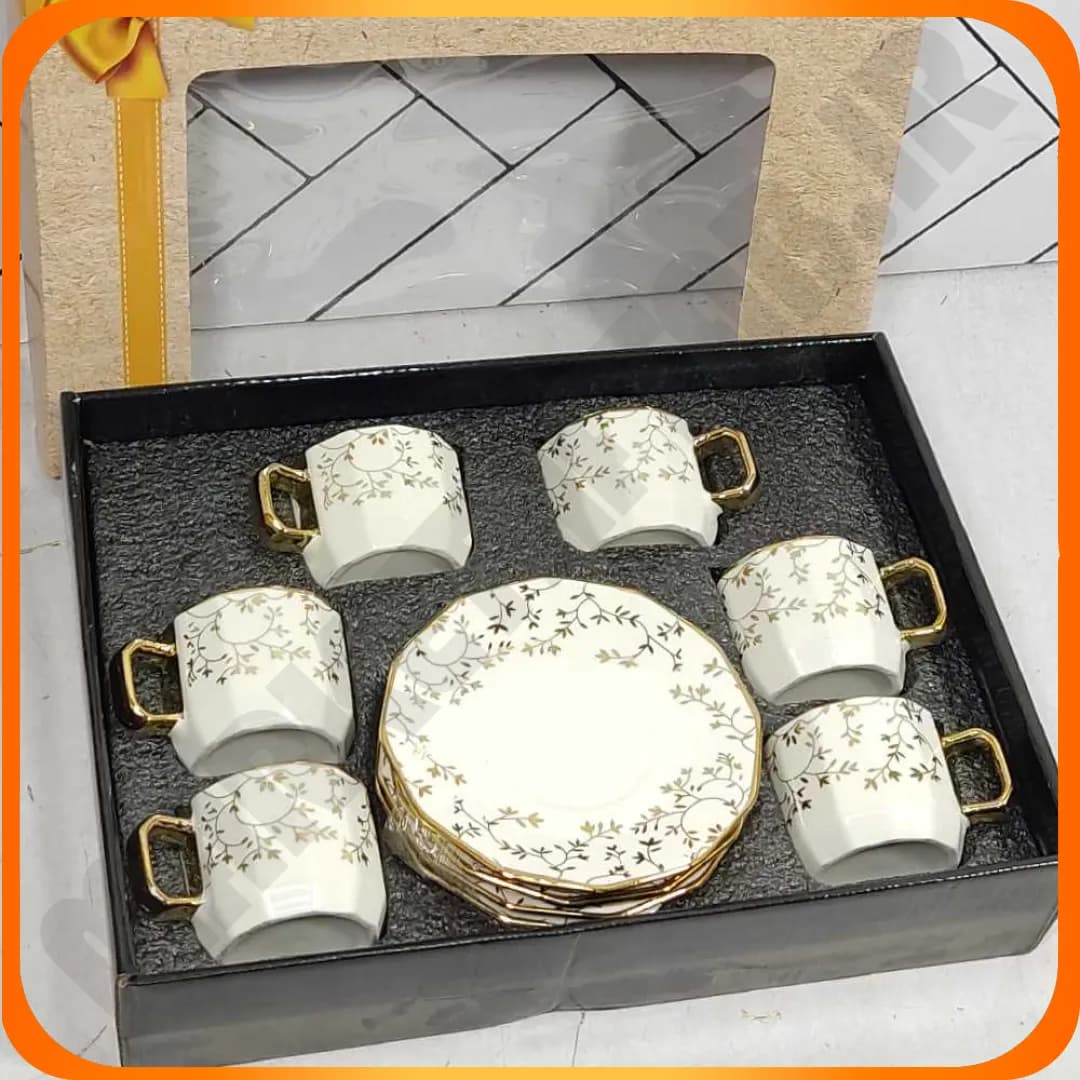 ست قهوه خوری 8 ضلعی طرح شکوفه چینی 22-827 بلینا