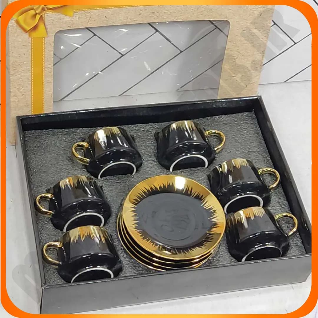 ست قهوه خوری چینی مشکی طلایی حاشیه دار 20-827 بلینا