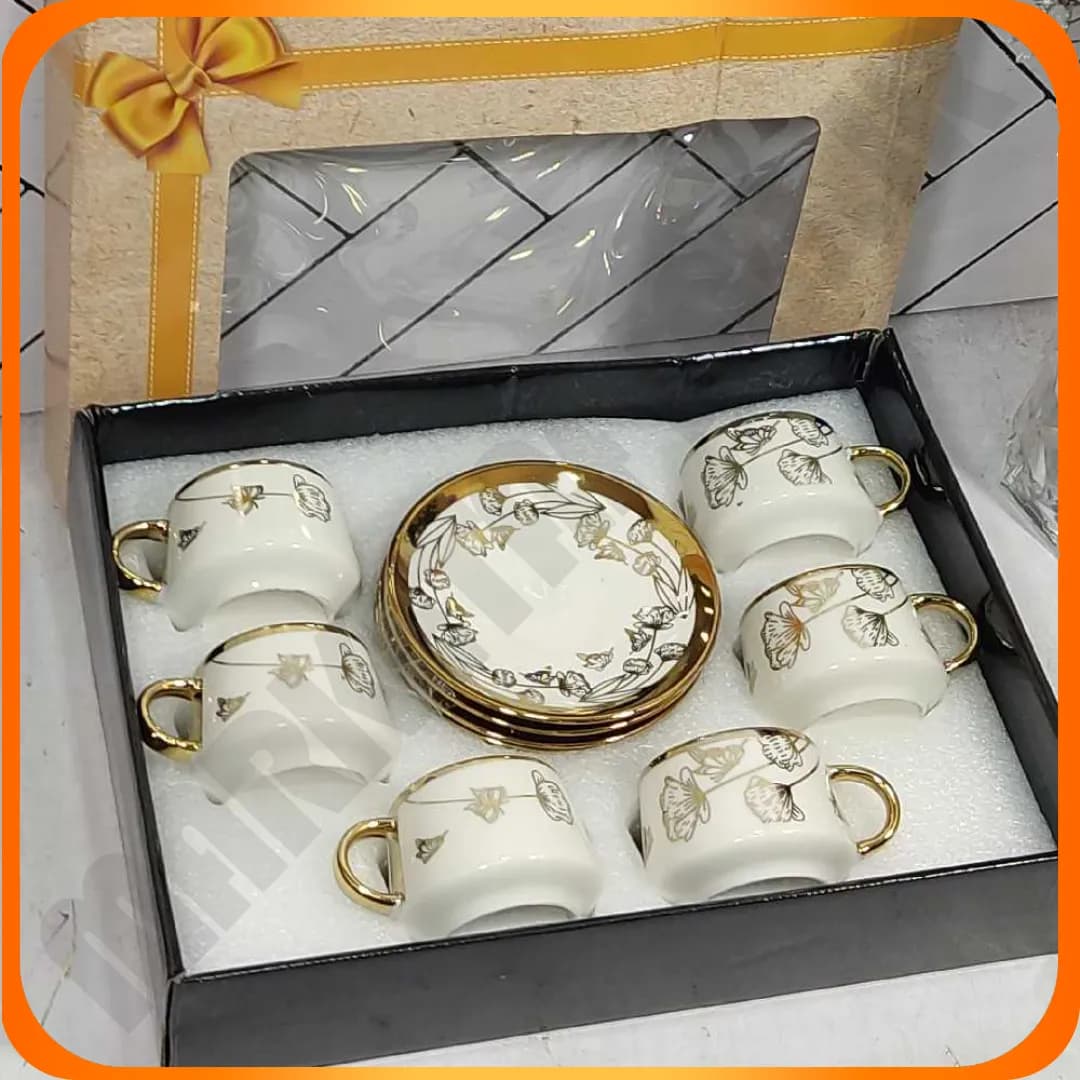 ست قهوه خوری چینی طرح لب طلا پروانه ای 11-827 بلینا