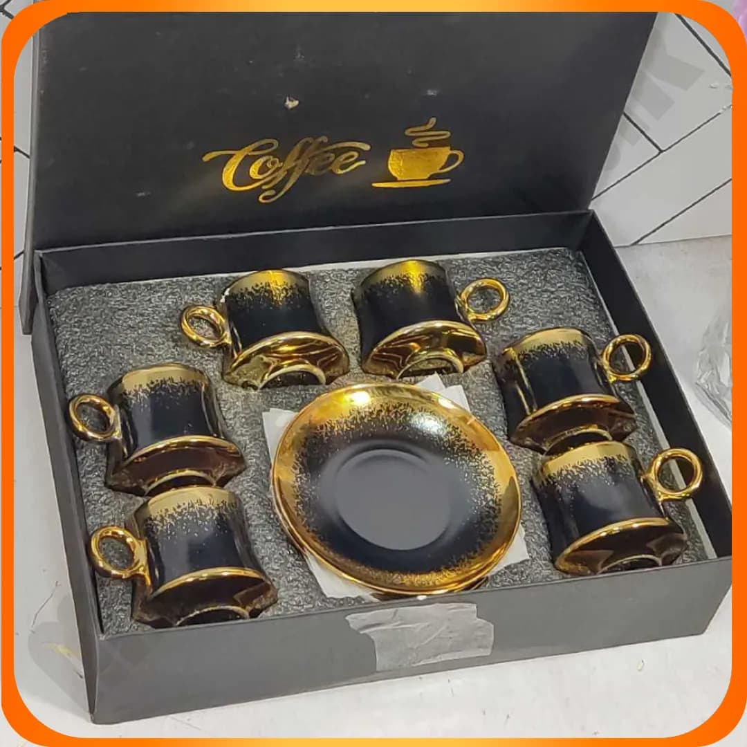 ست قهوه خوری مشکی طلایی چینی 34-825 بلینا