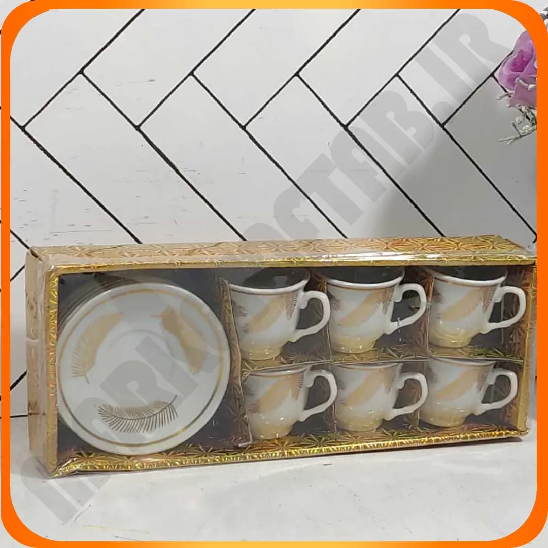 ست قهوه خوری طرح پر طلایی سرامیکی 33-825 بلینا