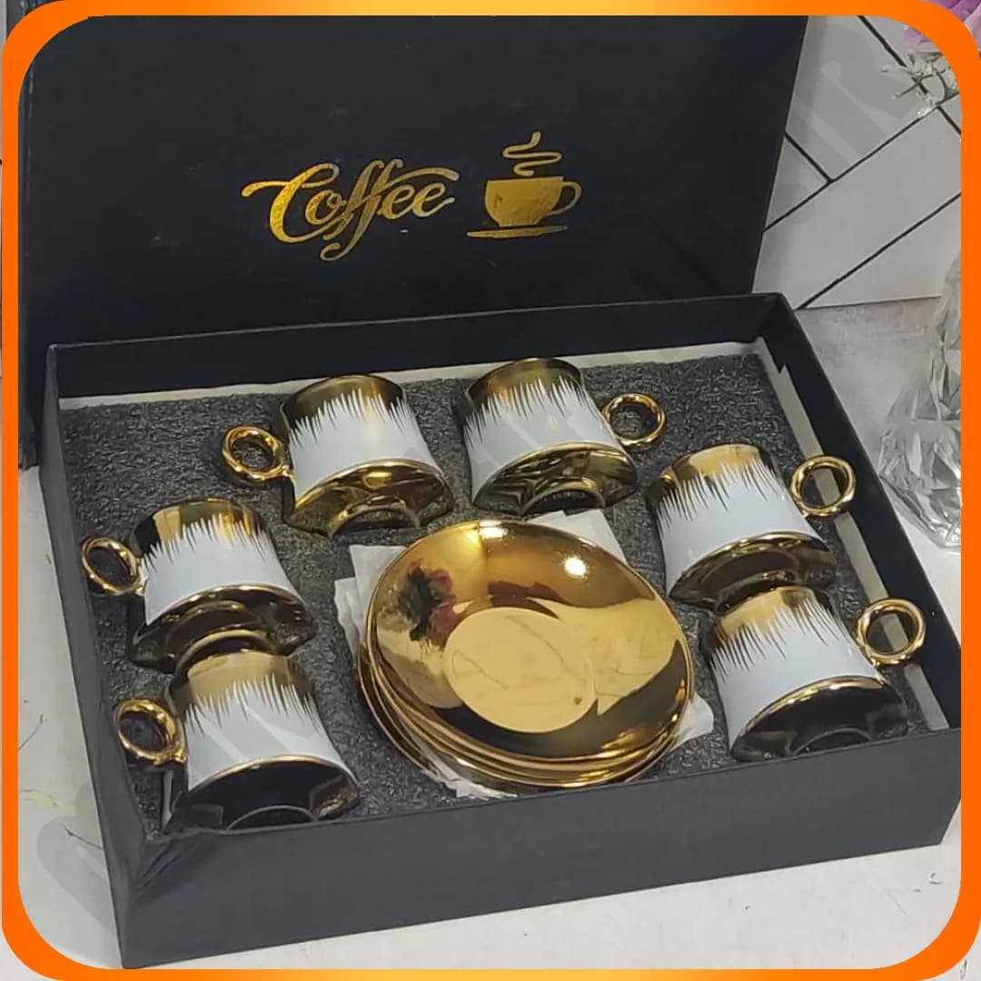 ست قهوه خوری سفید طلایی چینی 36-825 بلینا