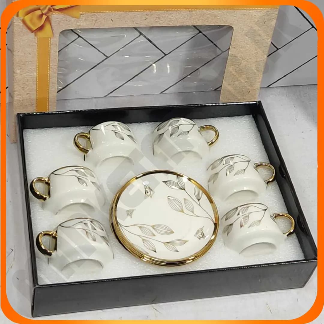 ست قهوه خوری لب طلا طرح پروانه ای چینی 13-827 بلینا