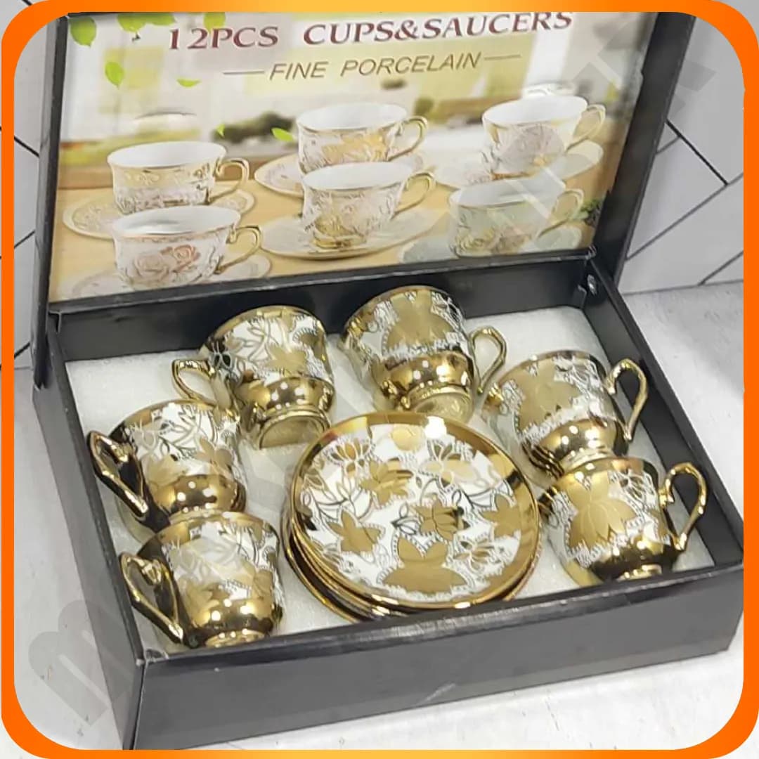 ست قهوه خوری گل دار طلایی سرامیکی 6-825 بلینا