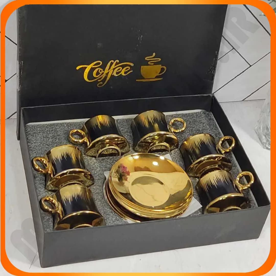 ست قهوه خوری مشکی طلایی چینی 35-825 بلینا