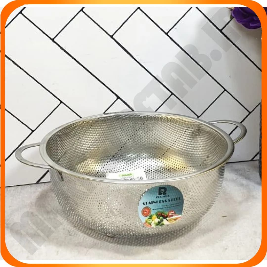 آبکش پانچ گرد دسته دار سایز 22.5 استیل نگیر L3407 زومبا — تصویر ۲