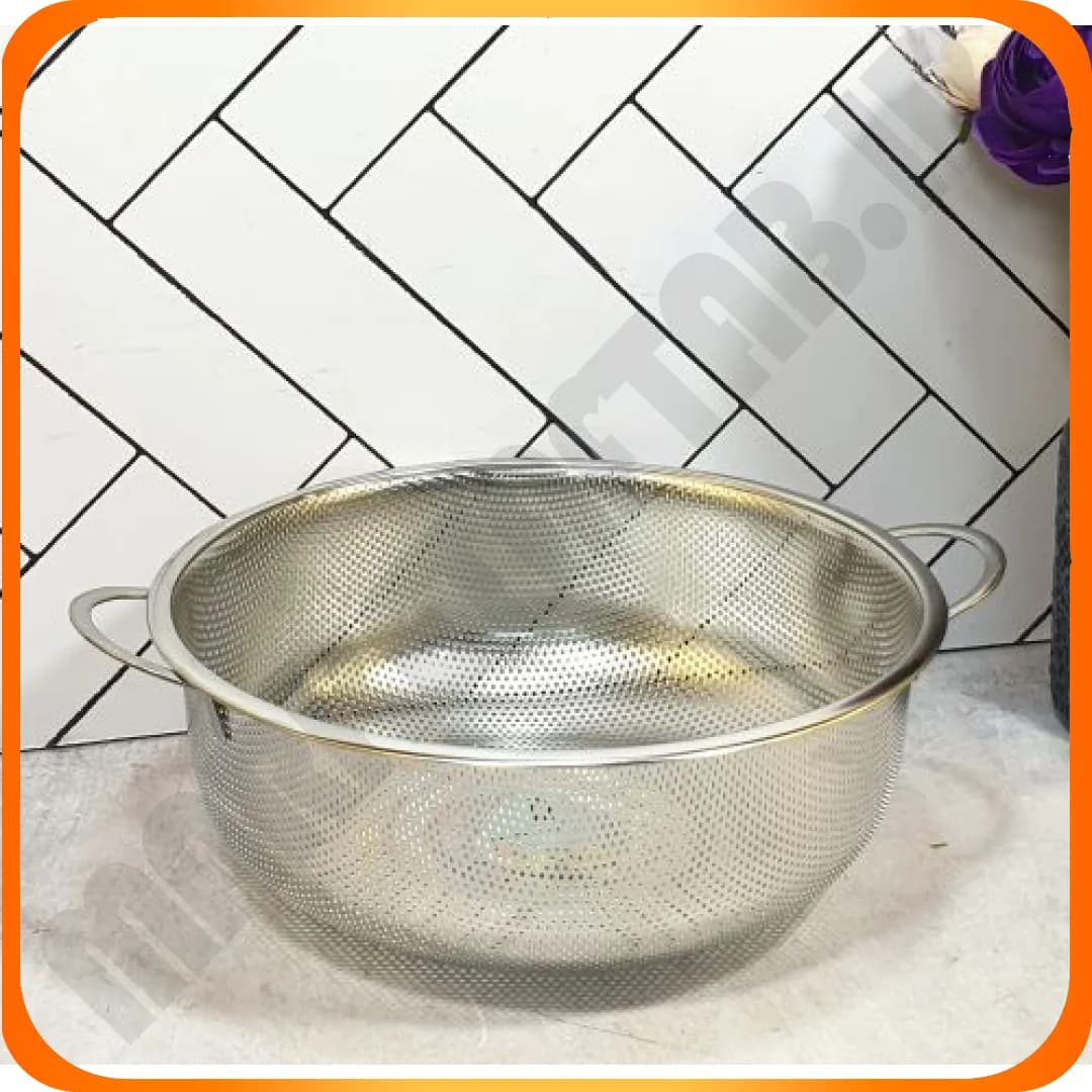 آبکش پانچ گرد دسته دار سایز 25.5 استیل نگیر L3407 زومبا — تصویر ۲