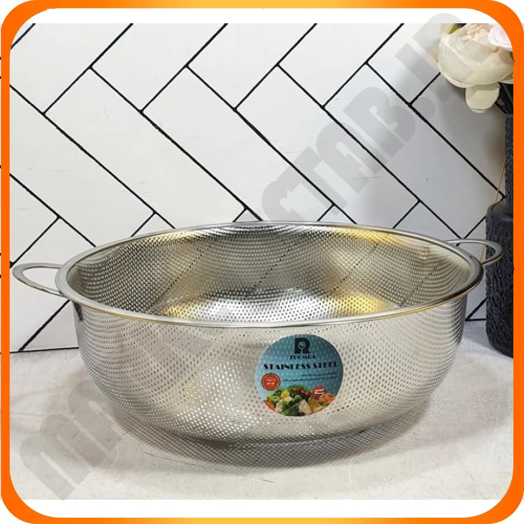 آبکش پانچ گرد دسته دار سایز 28.5 استیل نگیر L3407 زومبا