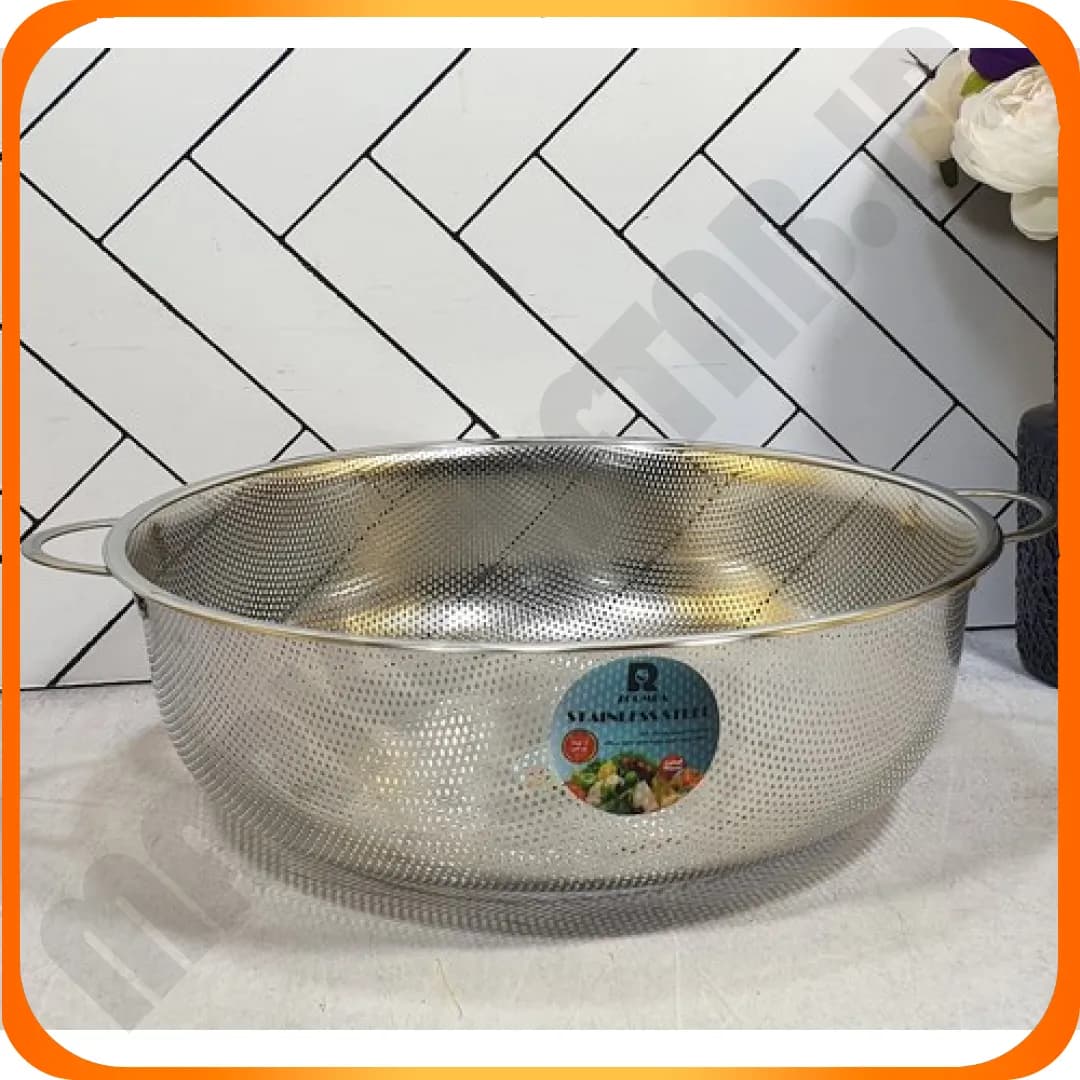آبکش پانچ گرد دسته دار سایز 31.5 استیل نگیر L3407 زومبا — تصویر ۲