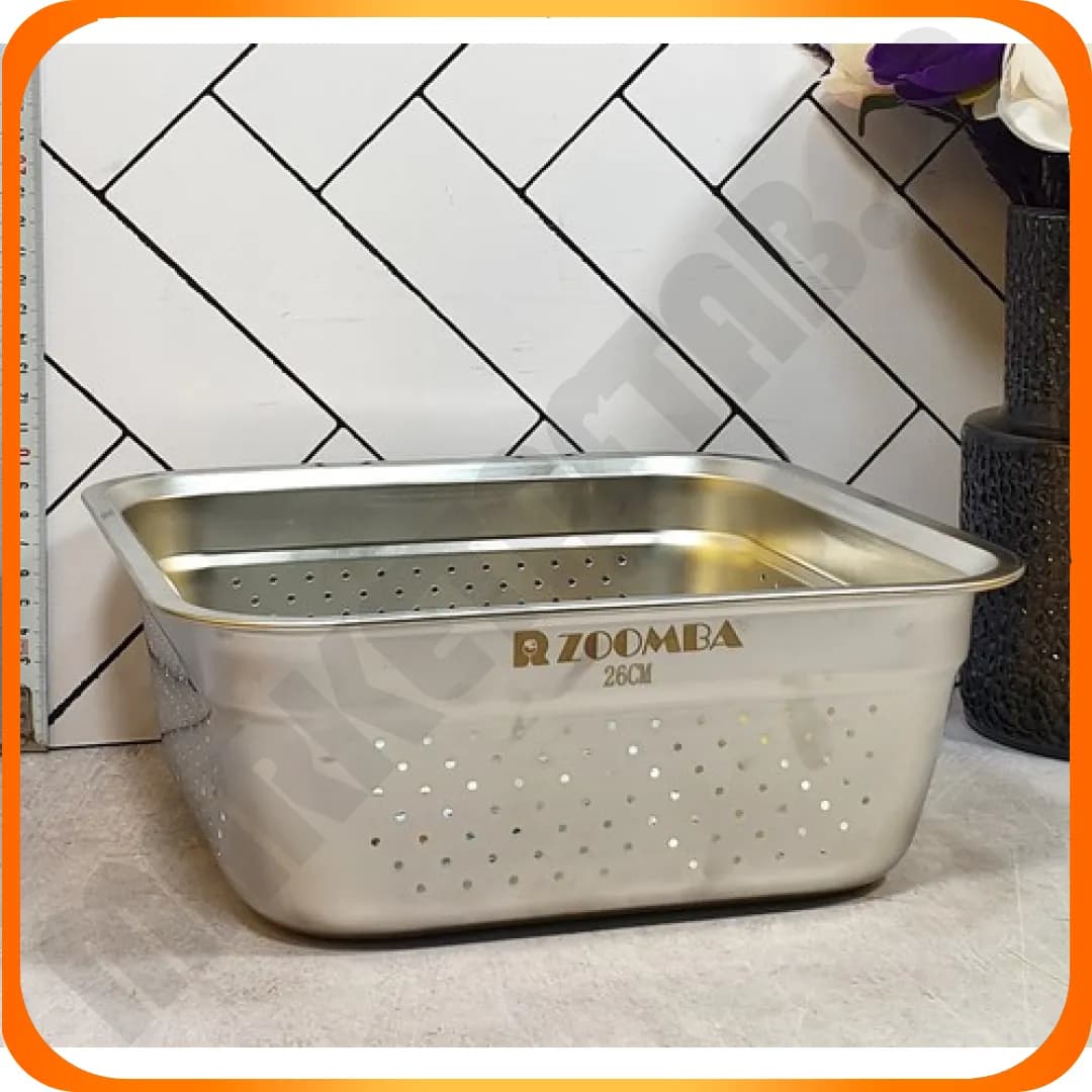 آبکش مربع بدون دسته سایز 26 استیل نگیر L6601 زومبا