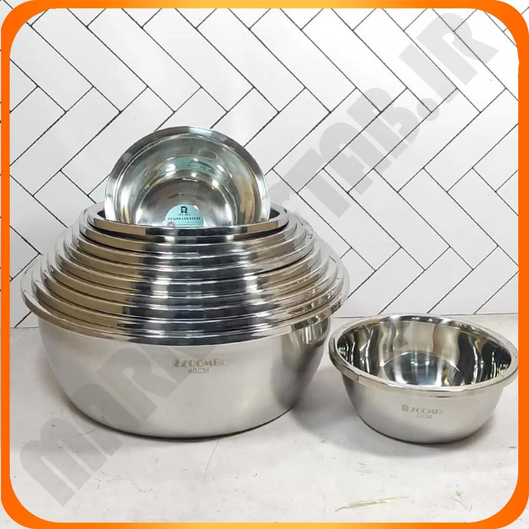 سرویس 11 پارچه لگن گرد لبه دار استیل ZB-978 زومبا