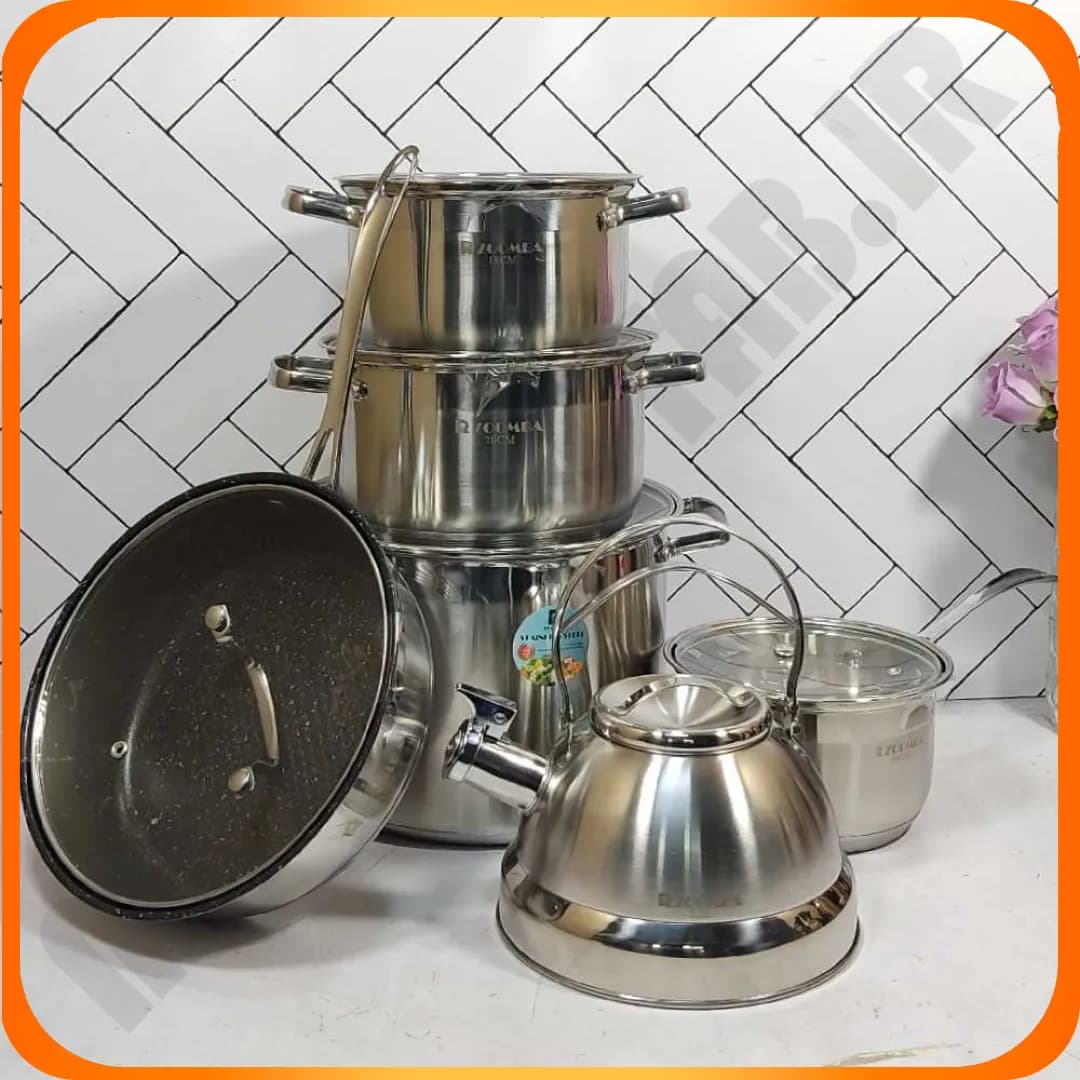 سرویس قابلمه 12 پارچه کتری دار استیل ZB-1037 زومبا