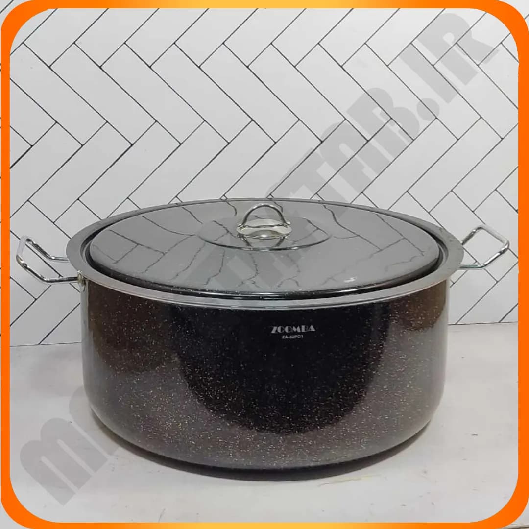 قابلمه درب فلزی مشکی سایز 52 گرانیتی زومبا — تصویر ۲