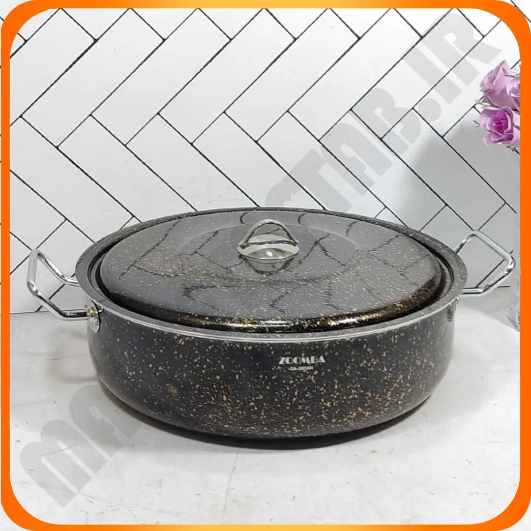 تابه درب فلزی مشکی دو دسته سایز 38 گرانیتی زومبا — تصویر ۲