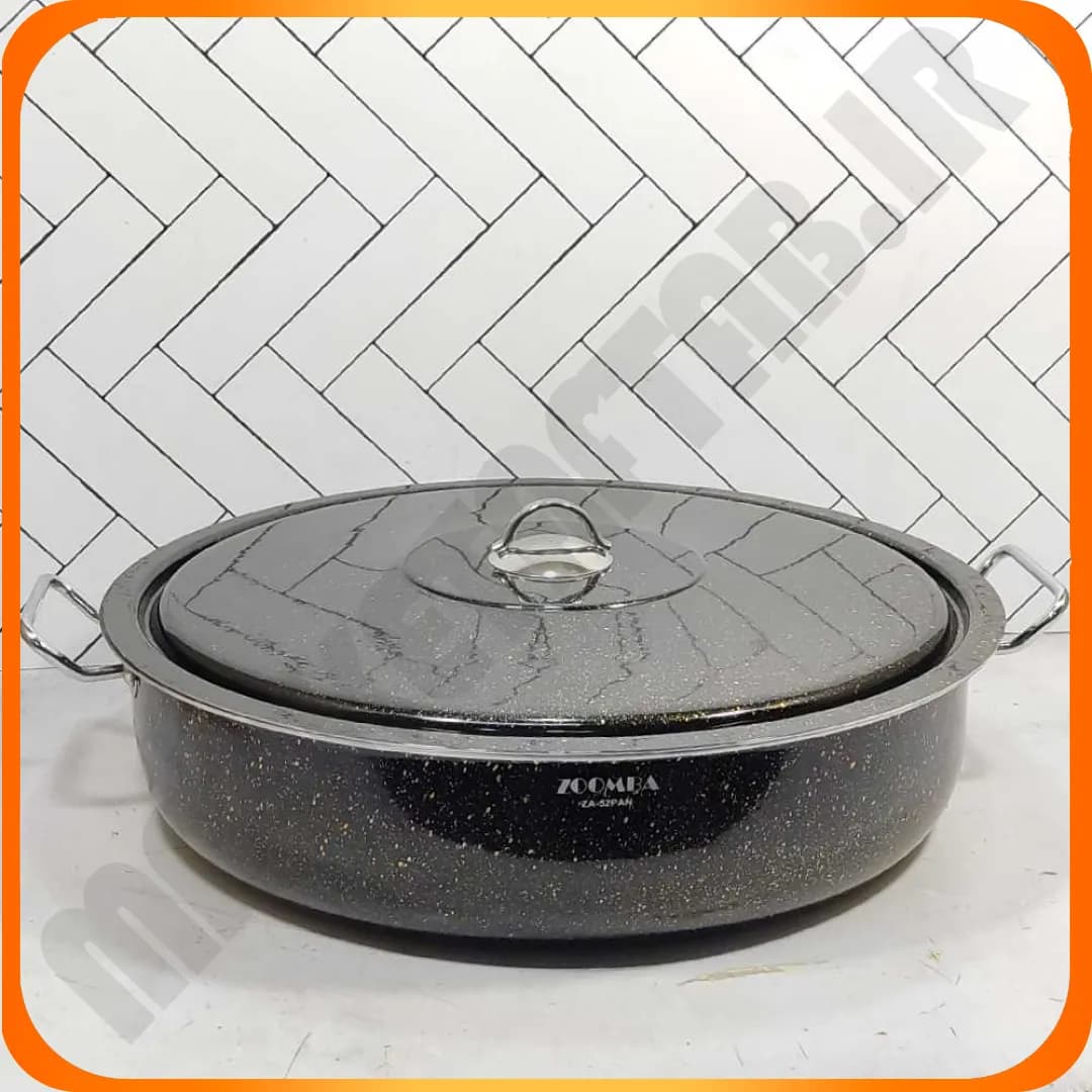 تابه درب فلزی مشکی دو دسته سایز 52 گرانیتی زومبا