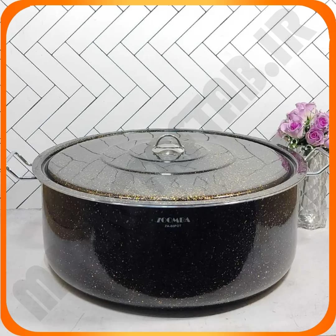 قابلمه درب فلزی مشکی سایز 60 گرانیتی زومبا — تصویر ۲