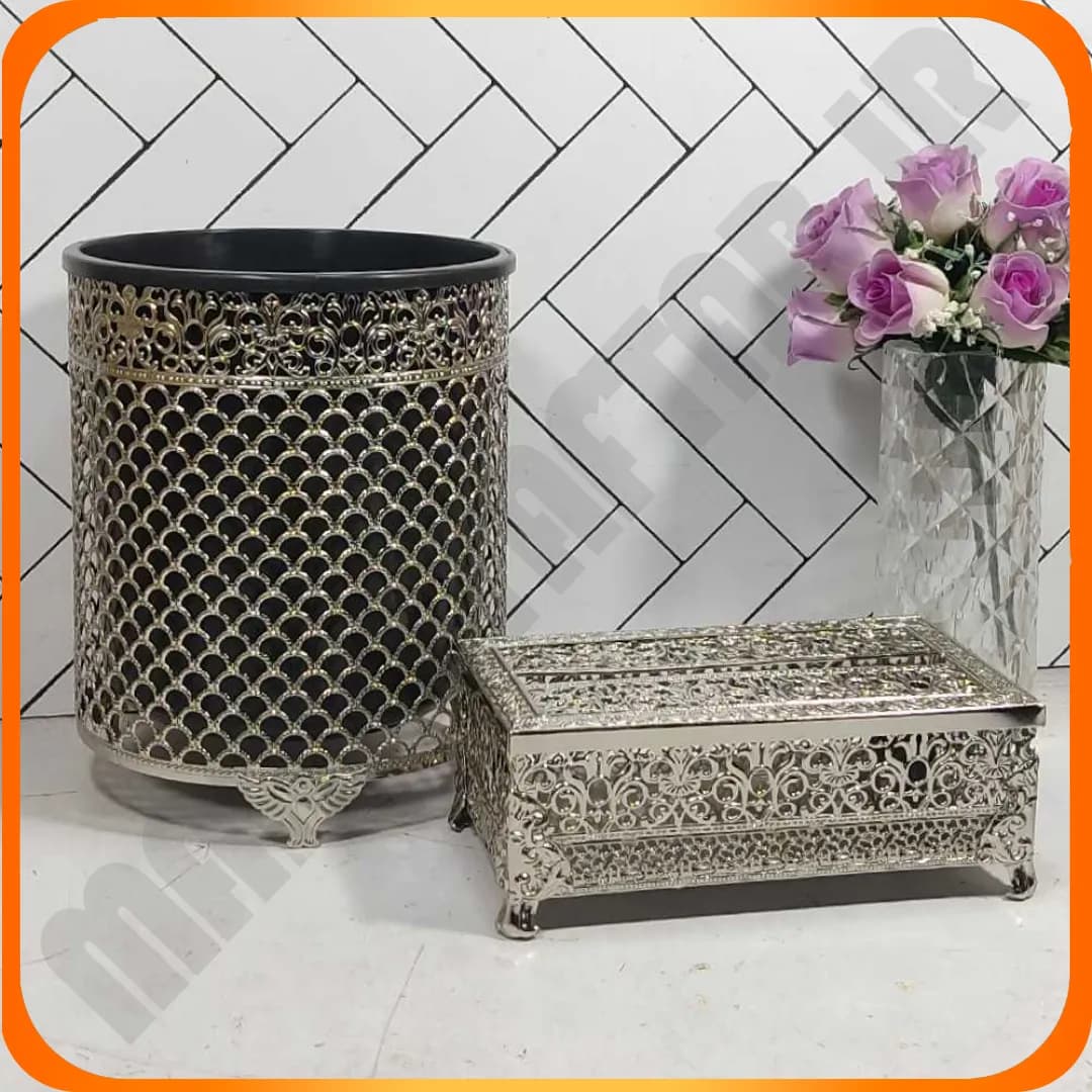 سطل و دستمال صدفی نیلوفر سیلور زومبا
