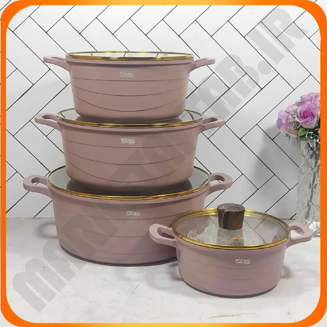 سرویس قابلمه 16 پارچ صورتی دی اس پیca018-s01-beige DSP