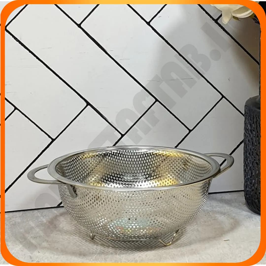 آبکش پانچ گرد دسته دار سایز 16.5 استیل نگیر L3407 زومبا — تصویر ۲