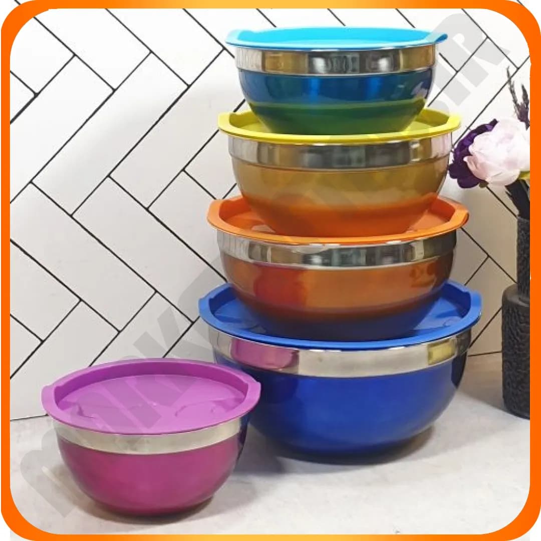 سرویس کاسه 5 تکه بدنه و درب رنگی ZB-062 زومبا